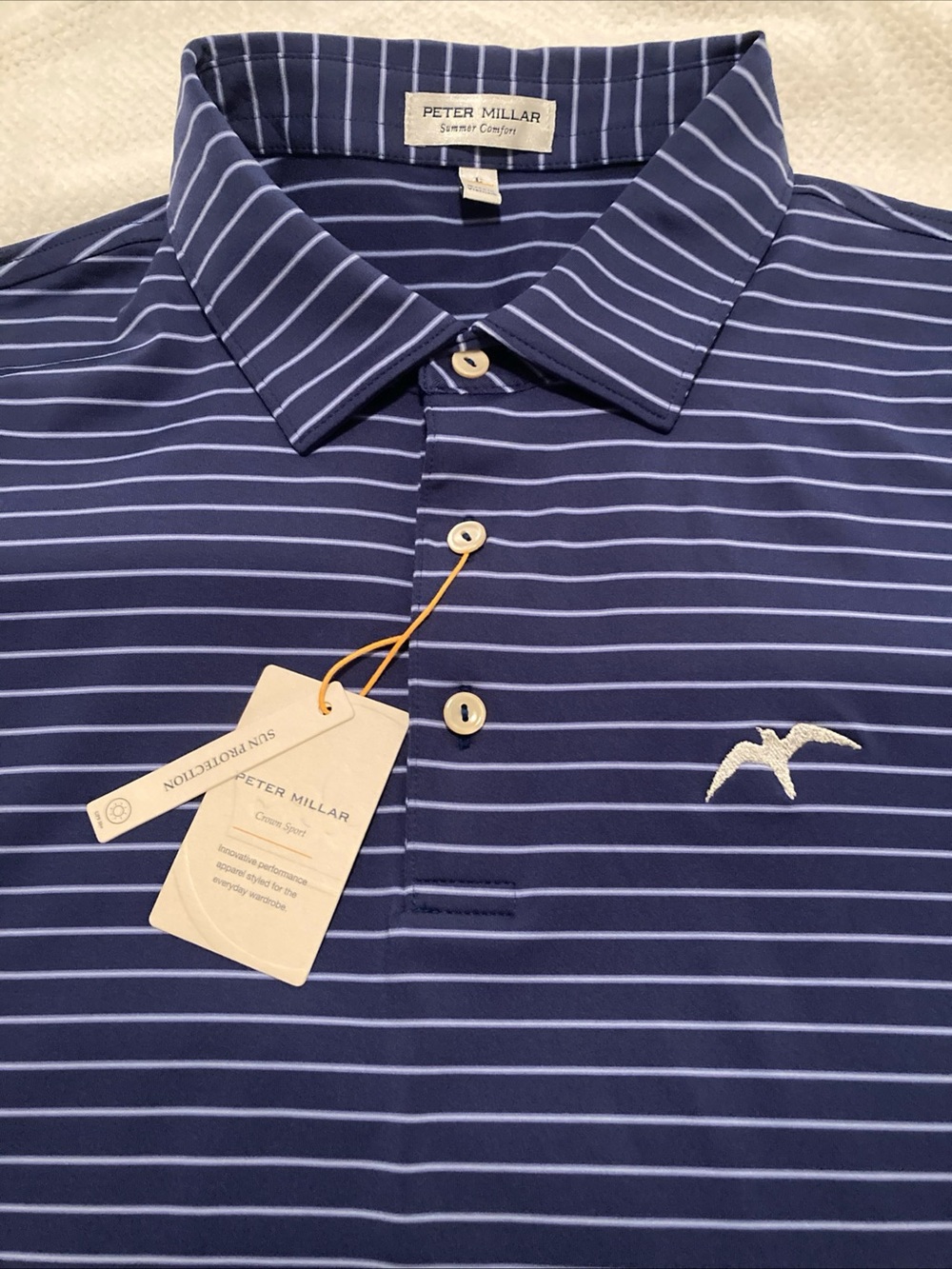Peter Millar Men's Navy Stripe summer comfort crown sport golf Polo